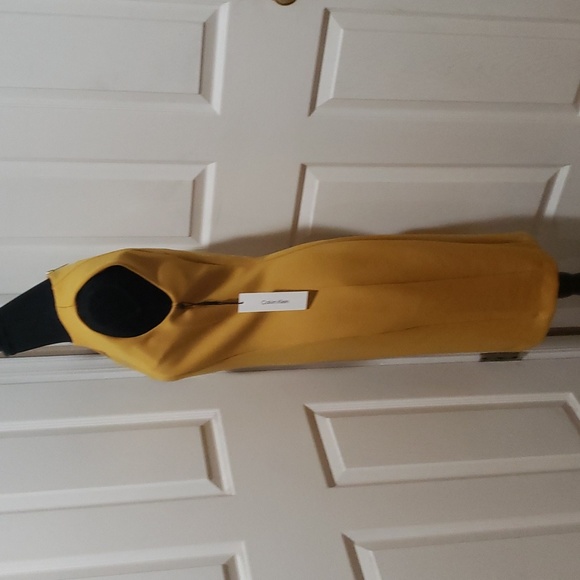NWT 🎀 Calvin Klein Dreass Ochre Gold Sheath - Picture 3 of 9